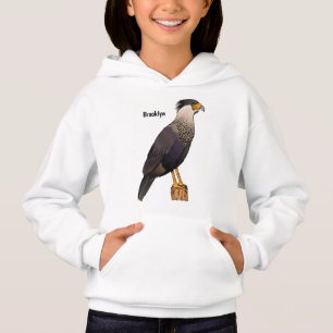 Crested caracara bird cartoon illustration hoodie