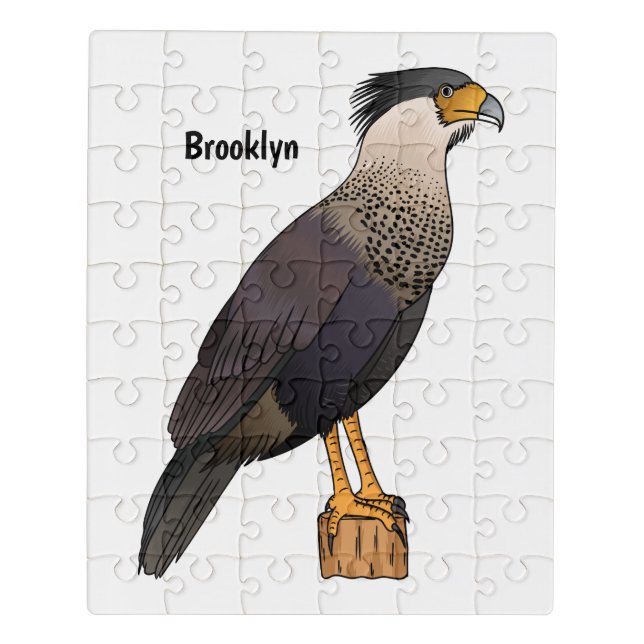 Crested caracara bird cartoon illustration jigsaw puzzle (Puzzle Vertical)
