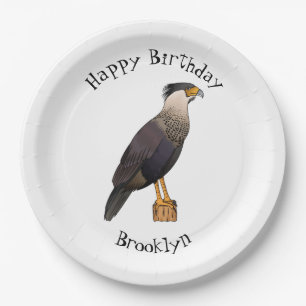 Crested caracara bird cartoon illustration paper plates