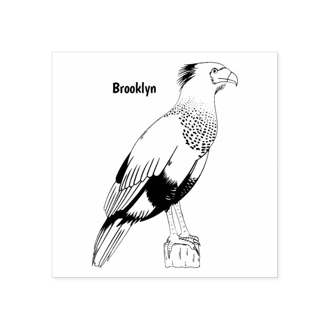 Crested caracara bird cartoon illustration  rubber stamp (Imprint)