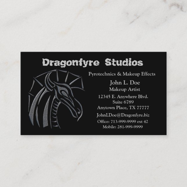 Crested Dragon (silver) Business Card (Front)
