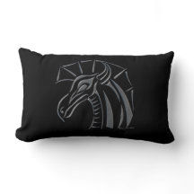 Crested Dragon (silver) Lumbar Pillow