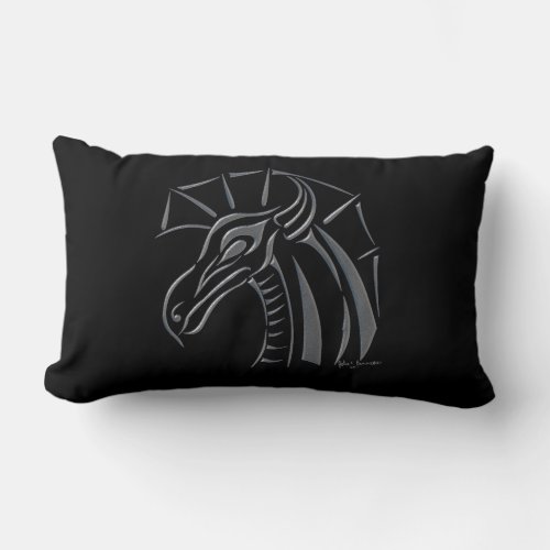 Crested Dragon silver Lumbar Pillow