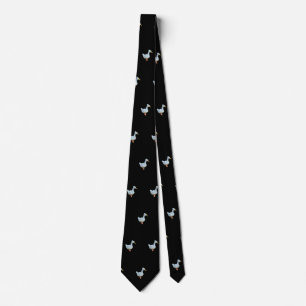 Crested duck white neck tie