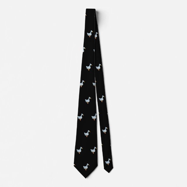 Crested duck white neck tie (Front)