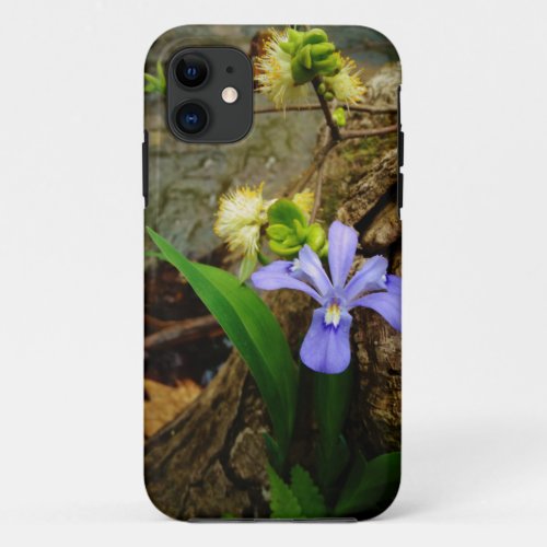 Crested Dwarf Iris blue purple white flower iPhone 11 Case