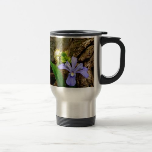 Crested Dwarf Iris blue purple white flower Travel Mug