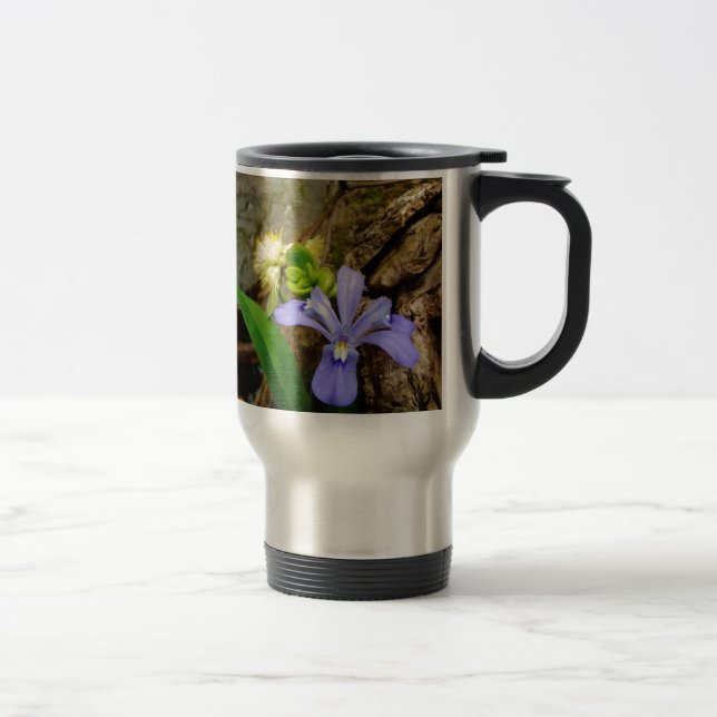 Crested Dwarf Iris blue purple white flower Travel Mug (Right)