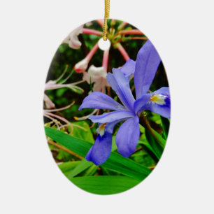 Crested Dwarf Iris Ceramic Ornament