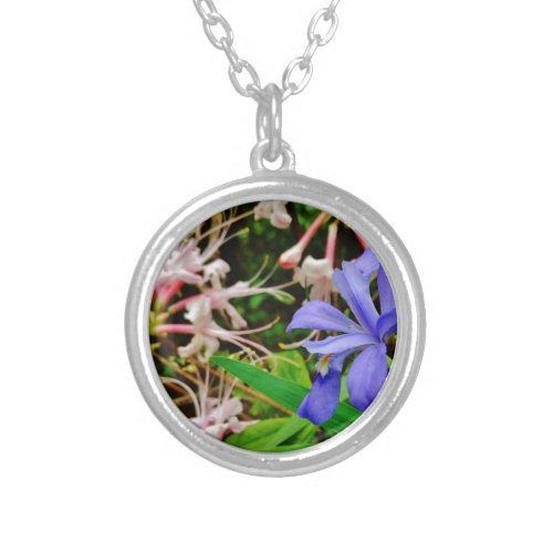 Crested Dwarf Iris Silver Plated Necklace