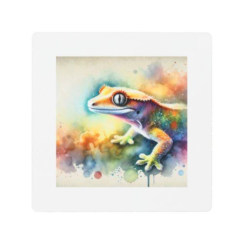Crested Gecko 180624AREF115 _ Watercolor Metal Print