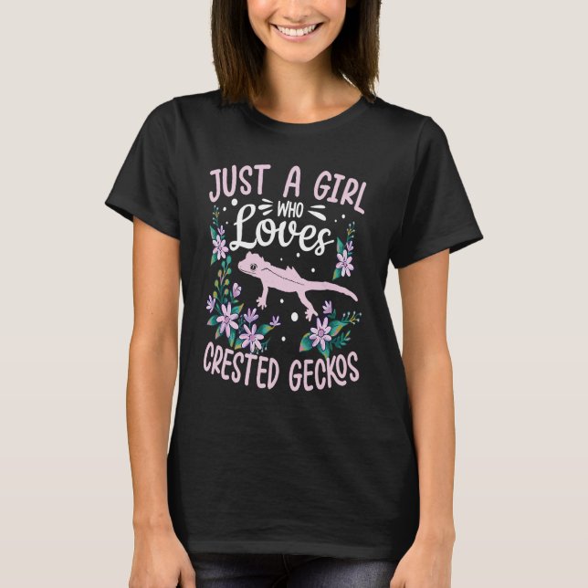 Crested Gecko Cute Just A Girl Who Loves Eyelash L T-Shirt (Front)