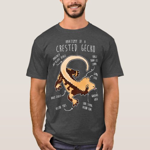 Crested Gecko Lizard Reptile Anatomy 2 T_Shirt