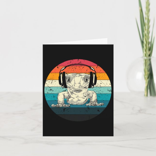 Crested Gecko Playing Video Game Funny Gamers  Card (Front)