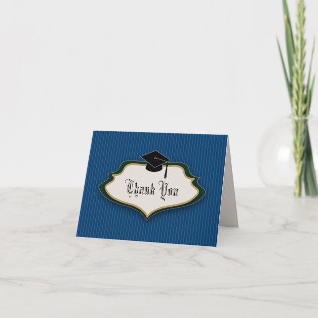 Crested Graduation Thank You: Navy Blue You Card (Front)