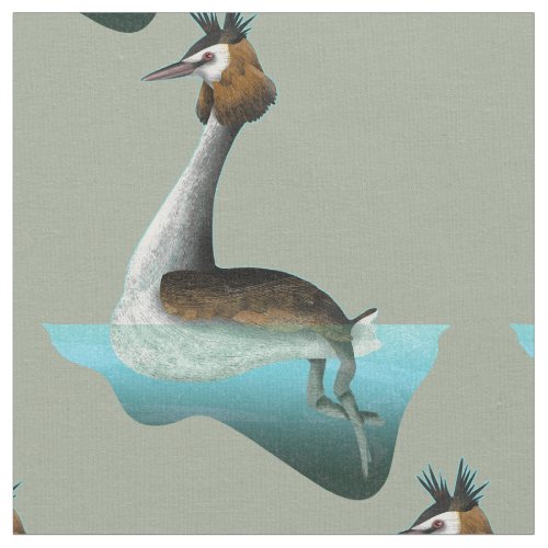 Crested Grebe Fabric