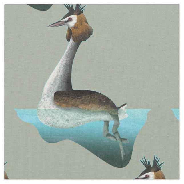 Crested Grebe Fabric (Close Up)