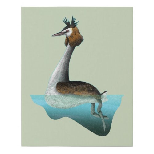 Crested Grebe Faux Canvas Print