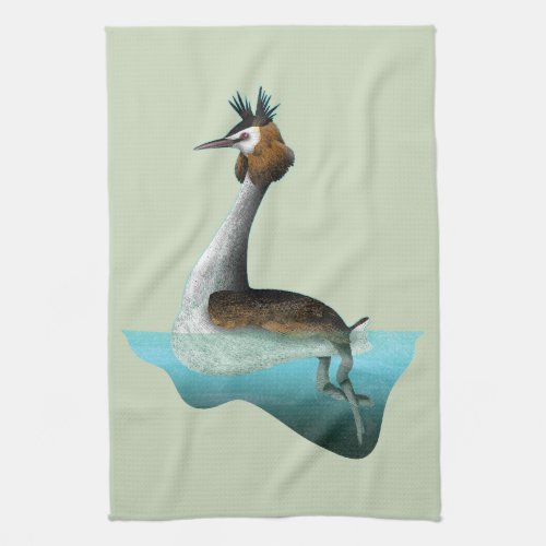 Crested Grebe Kitchen Towel