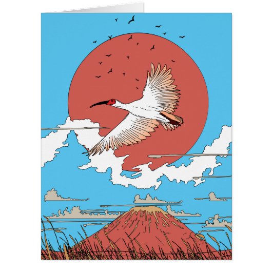 Crested Ibis in Flight Cards (Front)