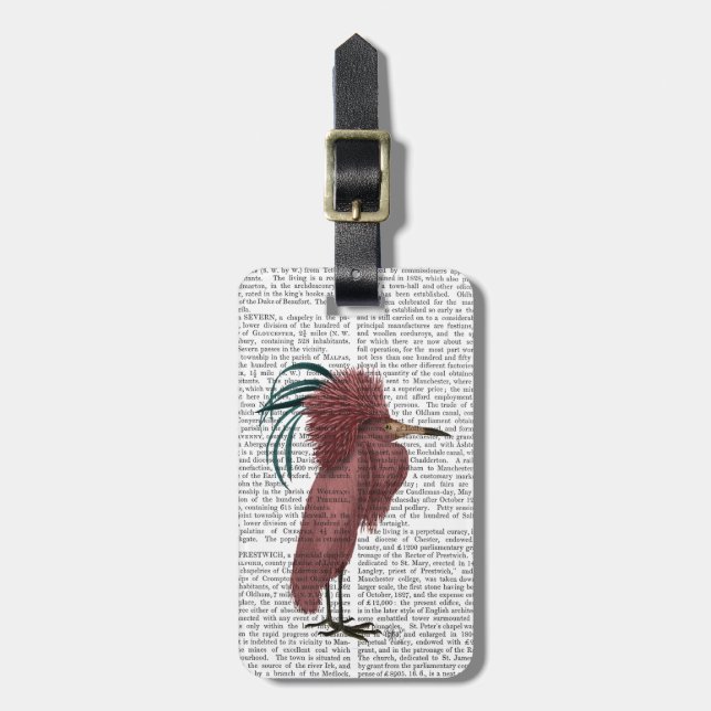 Crested Marsala Bird Luggage Tag (Front Vertical)