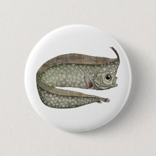 Crested Oarfish Fish, Vintage Marine Aquatic Life Button