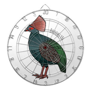Crested partridge bird cartoon illustration dart board