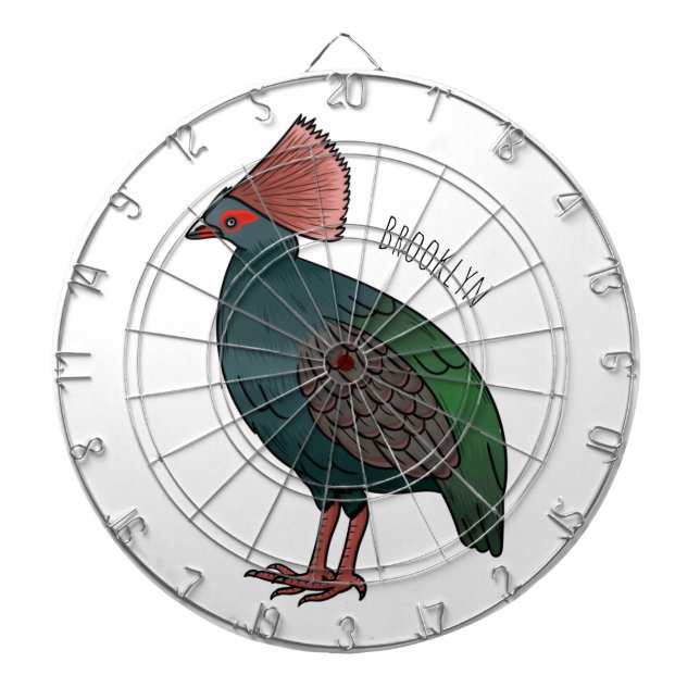 Crested partridge bird cartoon illustration  dart board (Front)