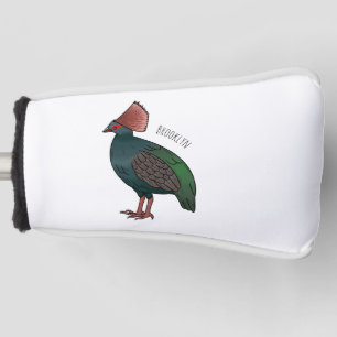 Crested partridge bird cartoon illustration golf head cover