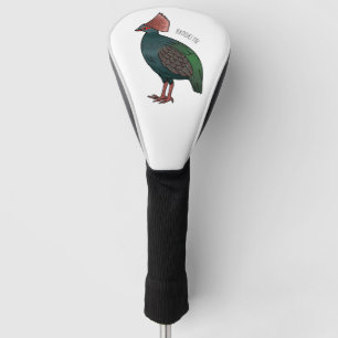 Crested partridge bird cartoon illustration golf head cover