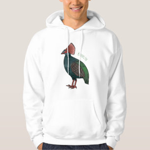 Crested partridge bird cartoon illustration  hoodie