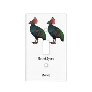 Crested partridge bird cartoon illustration light switch cover