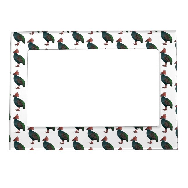 Crested partridge bird cartoon illustration  magnetic frame (Front)