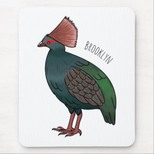 Crested partridge bird cartoon illustration mouse pad