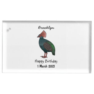 Crested partridge bird cartoon illustration place card holder