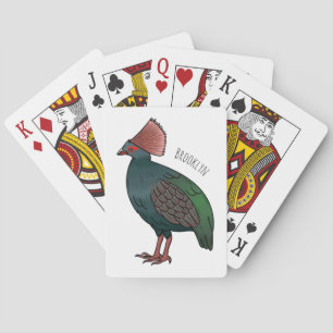 Crested partridge bird cartoon illustration poker cards