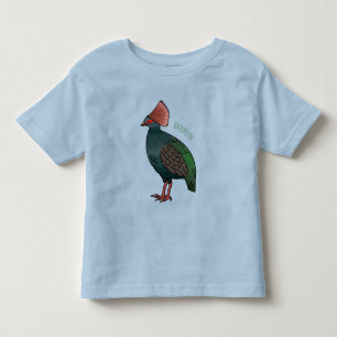 Crested partridge bird cartoon illustration   toddler t-shirt