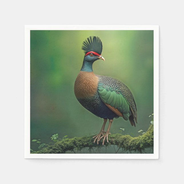 Crested Partridge On a Moss-covered Branch Napkins (Front)
