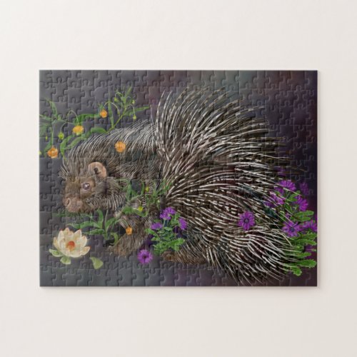 Crested Porcupine Bouquet Art Jigsaw Puzzle