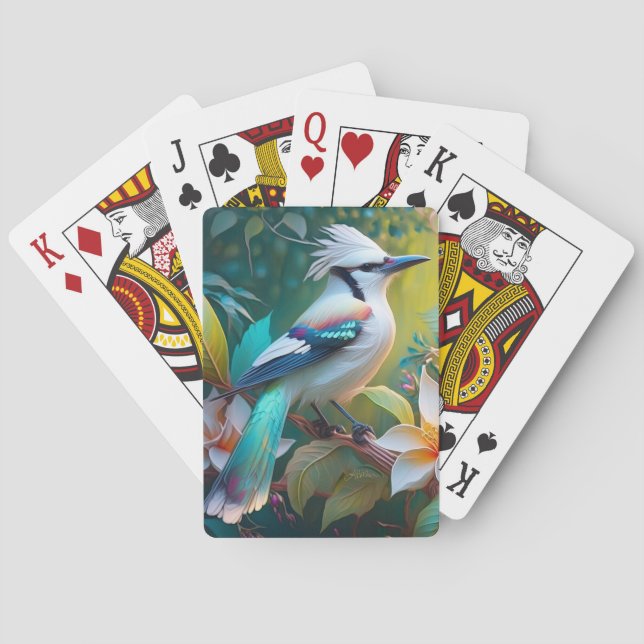 Crested Teal Winged Jay Poker Cards (Back)