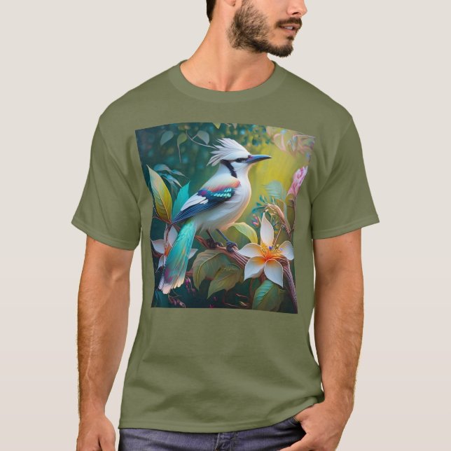 Crested Teal Winged Jay T-Shirt (Front)