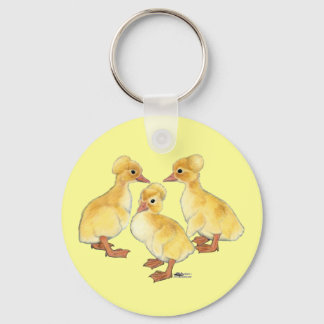 Crested White Ducklings Keychain
