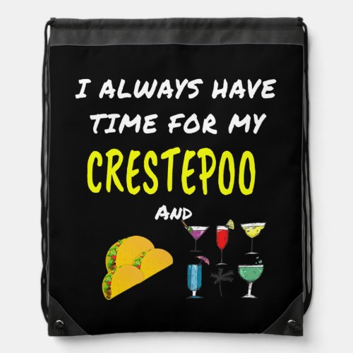 CRESTEPOO I Love My CRESTEPOO Dog Quote Owner Mom Drawstring Bag