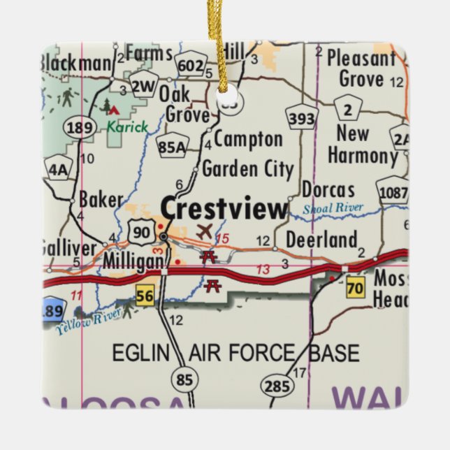 Crestview Florida Map Ceramic Ornament (Front)