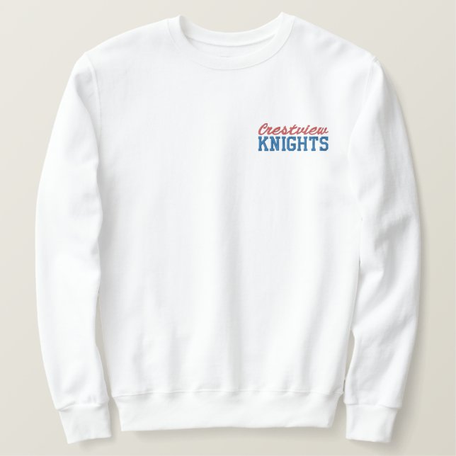 Crestview Knights Embroidered White Sweatshirt (Design Front)