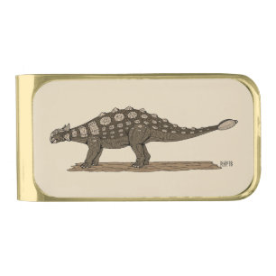 Cretaceous Dinosaur Ankylosaurus Gold Finish Money Clip