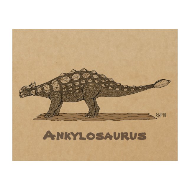 Cretaceous Dinosaur Ankylosaurus Wood Wall Art (Front)