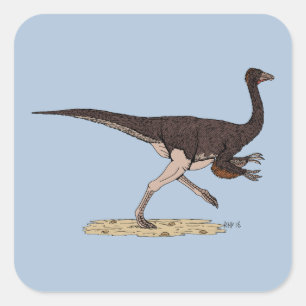 Cretaceous Dinosaur Ornithomimus Square Sticker