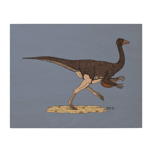 Cretaceous Dinosaur Ornithomimus Wood Wall Art (Front)