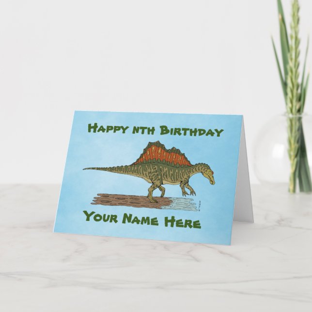 Cretaceous Dinosaur Spinosaurus Birthday Card (Front)